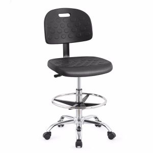 Black ESD Backrest Anti Static Lab Chair Metal Frame With Hard Plastic Seat