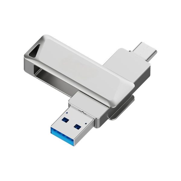64GB 128GB Type C OTG Custom USB Stick Key Disk Memory Pendrive Tarnish / Silver