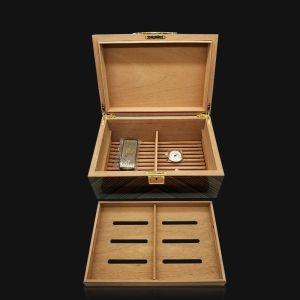 Custom Cigar Humidor Box with Layered Storage Adjustable Humidifier and Digital