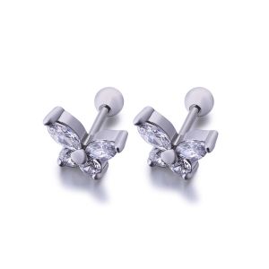 New design korea style butterfly zircon stud earrings for girls