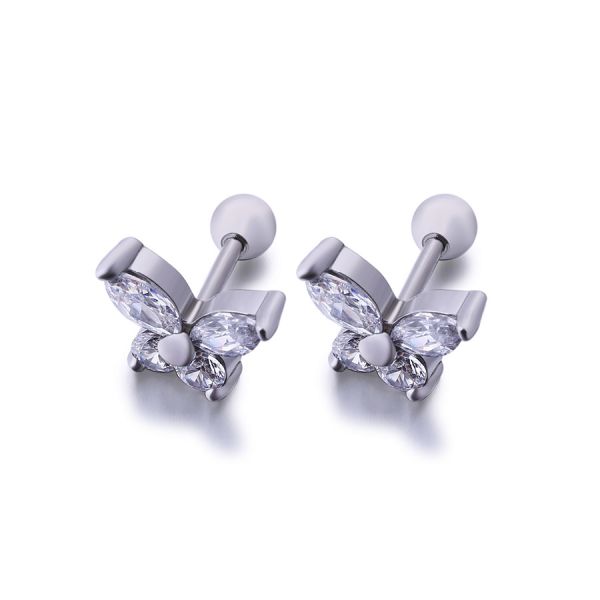 New design korea style butterfly zircon stud earrings for girls