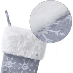 Grey White Snow Pattern 21 Inches Christmas Stocking Double Layers Gift Holders