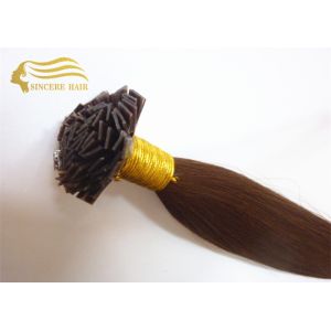 20 Dark Brown Pre Bonded Flat Tip Remy Human Hair Extensions 1.0 Gram / Strand For Sale