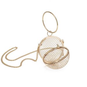 Ball Shape Clutch Purse Party Handbag Rhinestone Ring Handle ODM OEM
