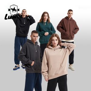 Cheap Cheapest Oversize Heavy Men Plain Sweatshirts High Quality Street Solid Color Basic Blank Stitching Thick Cotton Comfy Hoodie for sale