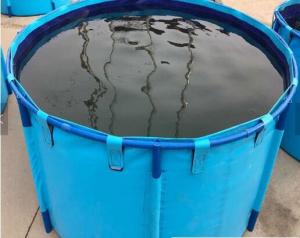 China Fish Farming Aquarium Water Storage Tank, Blue Cylinder Above Ground Fish Pond Collapsible Fish Tank on sale