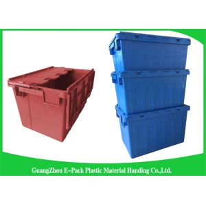 China Warehouse Nestable Plastic Tote Boxes / stackable bins with hinged lids on sale China Warehouse Nestable Plastic Tote Boxes / stackable bins with hinged lids on sale