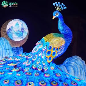 Exquisite wire and silk peacock lanterns as festival supplies for multiple