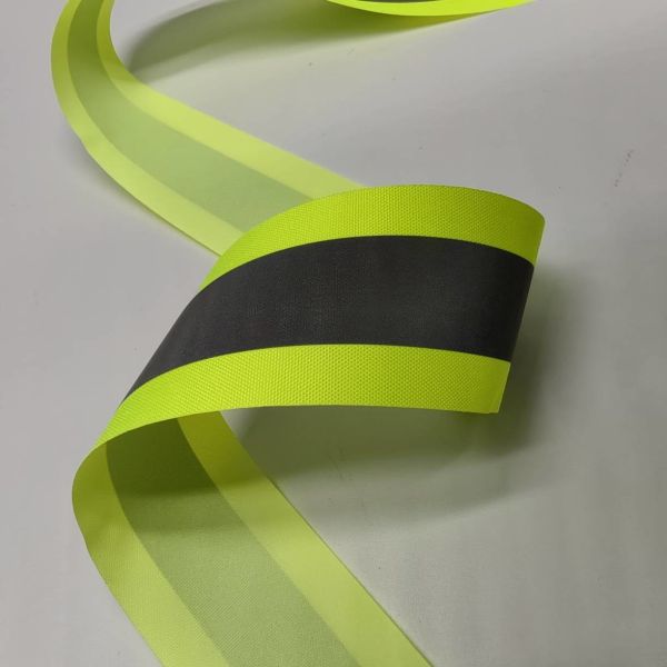 Yellow Silver Yellow High Visibility Reflective Webbing For Garments Bags Sportswear Outwear
