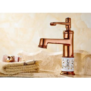 China Antique Style Rose Gold Basin Mixer Faucets ROVATE Deck Mounted CE Approved on sale