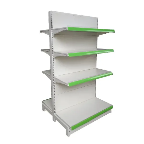 Factory Customized Color Size Logo white double side supermarket shelf grocery rack gondola rack