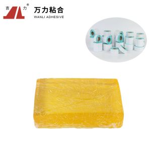 China Solid Hot Melt Pressure Sensitive Adhesives 9500 Cps Yellow Clear Hot Glue TPR-4376A on sale