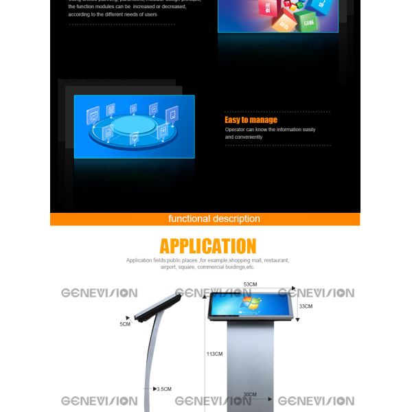 Full HD Touch Screen Kiosk 18.5inch Floorstand PC All-in-One Win 10 Touch Podium