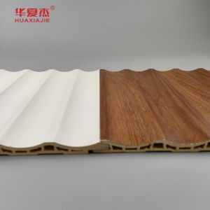 China Laminated Wpc Wall Panel Fluted Pvc Panel White Wood Grain Wpc Panel Home / Office Decoration on sale