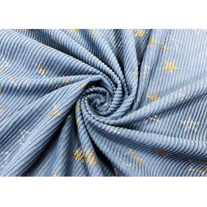 230GSM Bronzing Polyester Corduroy Fabric / Stars Blue Corduroy Fabric