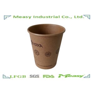 Single Wall Kraft Paper Cups with lids , Printed Takeaway Cups