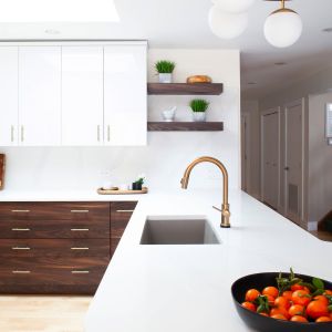 Shaker Style Particle Board Kitchen Cabinets High Gloss White Flat Panel Matte