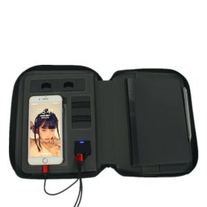 Durable PU Business Multifunctional Wireless Charging Notebook With Powerbank