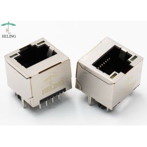 One Port Vertical RJ45 Jack PCB Mount , Customized Female LAN Cable Jack