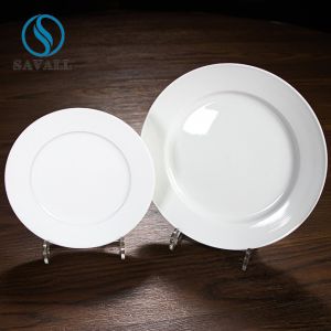 China Porcelain Plates White Stripe Series Flat Disc 6 Inch Premium on sale