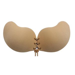 F004 Women strapless mango shape push up stick on drawstring bra