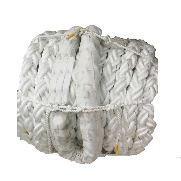 Eight Strand 80mm X 150m Ship Mooring Rope , Dock Line Rope Both Ends Canvas