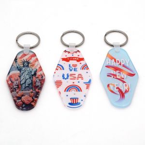 Single Sided Printing Sublimation Motel Keychain Acrylic Sublimation Keychain