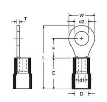 Round Pre Insulated O Type Cold Pressed Terminal Yellow Female 12-10AWG RV5.5-6