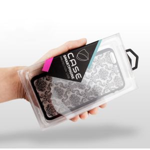 Transparent PET Packaging Box With Printed Sticker For Phone Case With Plastic