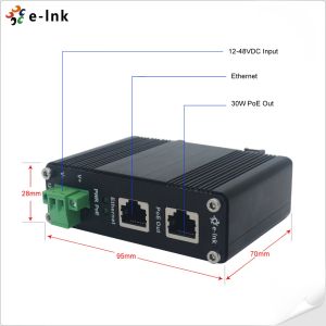 Din Rail Gigabit Active PoE Injector 48V 30W PoE To PoE+ Adapter