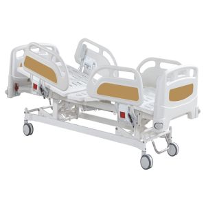 China Three Crank Manual Patient ICU Care Bed PP Side Rails Pediatric Manual Hospital Bed on sale