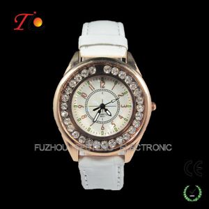 China New latest  fancy stone watches fashion design and colorful leather band  for ladies on sale