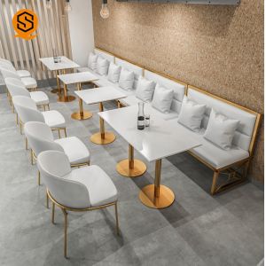 Marble Stone Tabletop Modern Restaurant Table Rectangle Shaped