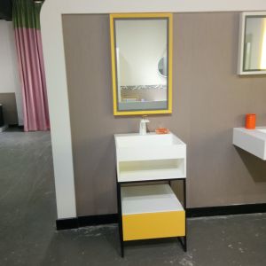 China Smooth Stone Bathroom Sink Cabinets Wood And Iron Baking on sale