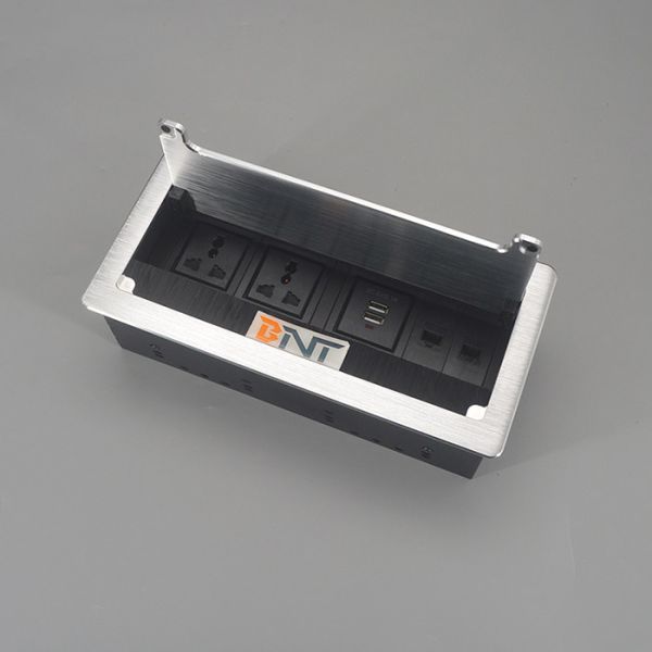 Rectangular Metal Brush Grommet Flip Up Power Outlet