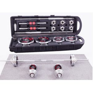 Cheap chromed red word dumbbell barbell 50kg can be adjsubtable with palstic case for sale