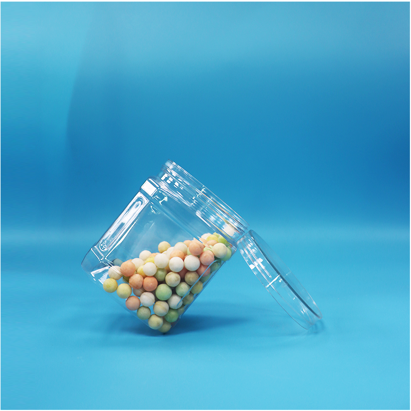 Food Grade Clear Square Shape PET Jar For Dried Fruit Coconut Flakes Hawthorn