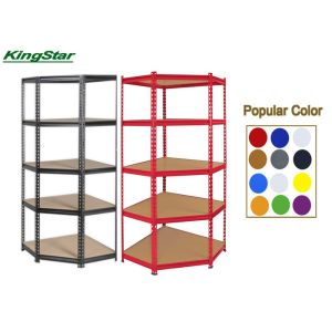 Cheap Red 5 Shelf Boltless Storage Unit Corner Shelf Unit 150kg Capacity Per Level for sale