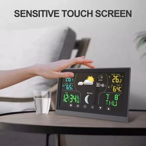 Accurate Wireless Weather Station Touch Screen Digital Forecast Clock 8 Inch