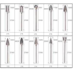 BMR TOOLS 10pcs rotary burrs set 6mm dia with 3mm shank for wide usage in
