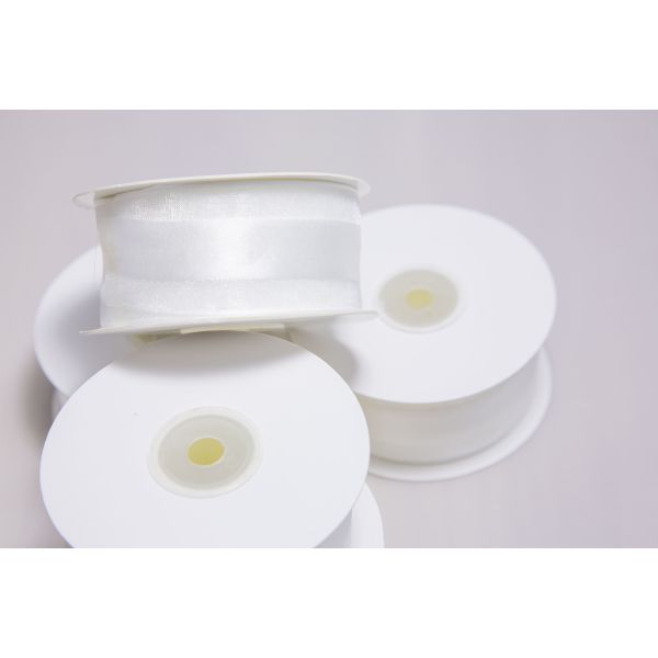 Quality White Nylon 25y Roll Silk Organza Ribbon Using As Garment Trim wholesale