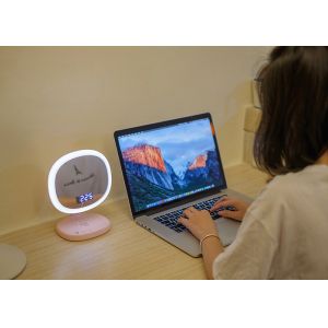 QI Wireless Charging LED Night Lamp 2.4Ｗ With Time Temperature Makeup Mirror