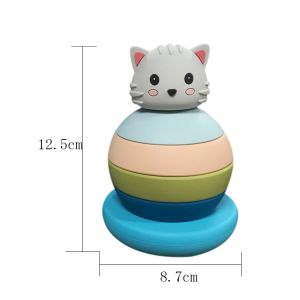 Montessori Educational Silicone Stacking Blocks Toy For Kids Learning