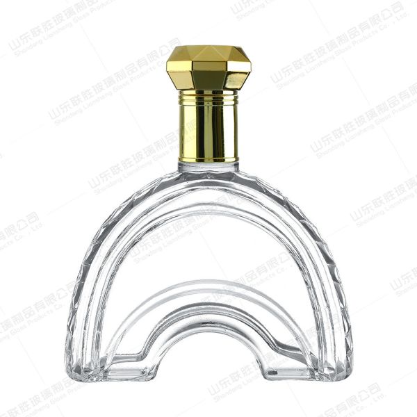 Quality Customizable Logo Half Moon Shape Glass Bottle for Wine 100ml 200ml 375ml 500ml 750ml wholesale