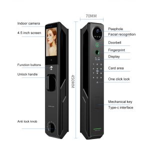Heavyweight intelligent facial recognition lock Tuya Smart visual intercom