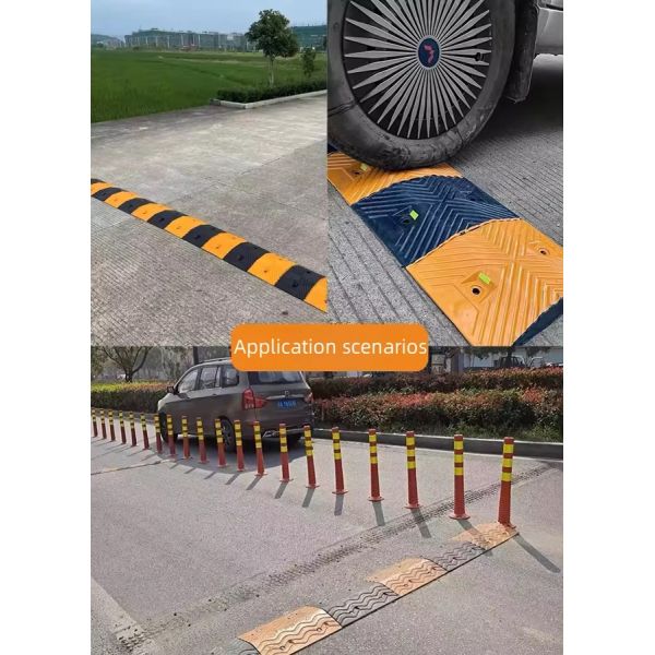 Yellow And Black Speed Bumps / Rubber Road Hump Customized