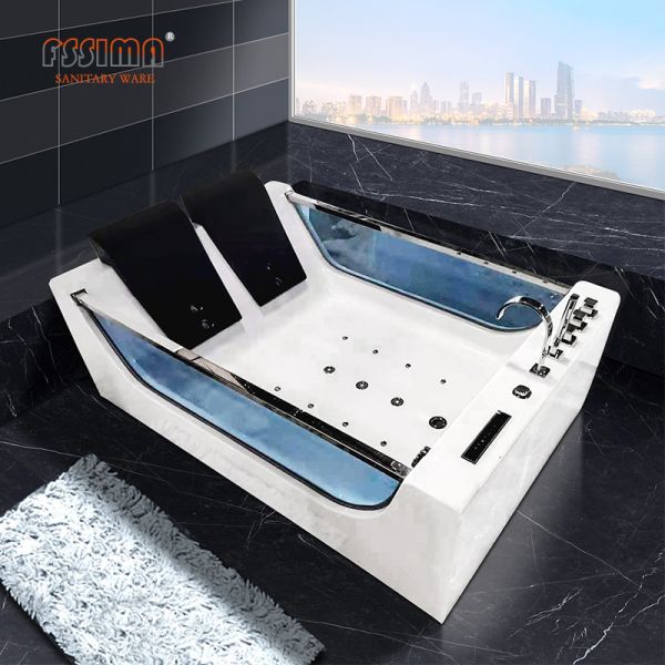 Quality 1800mm 2 Person Corner Bathtub With Jets 2 Seat Hydromassage Acrylic wholesale