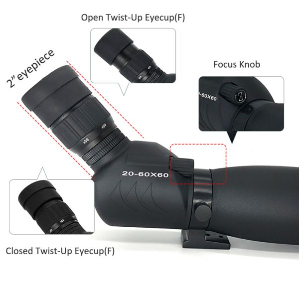 Zoom ED 20-60x60 Compact Spotting Scope With High Definition , Long Life Time