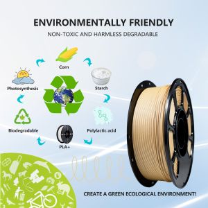 1kg PLA+ Filament For 3D Printer Bubble Free Yellow Pear Wood Industry