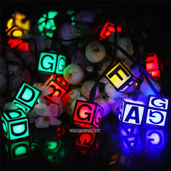 Outdoor Solar LED Christmas Lights Letter String 4 - 8h Charging Time High Energy Conversion